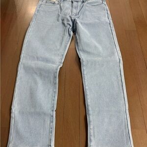 Men's Light Blue Straight Jeans with fleece lined